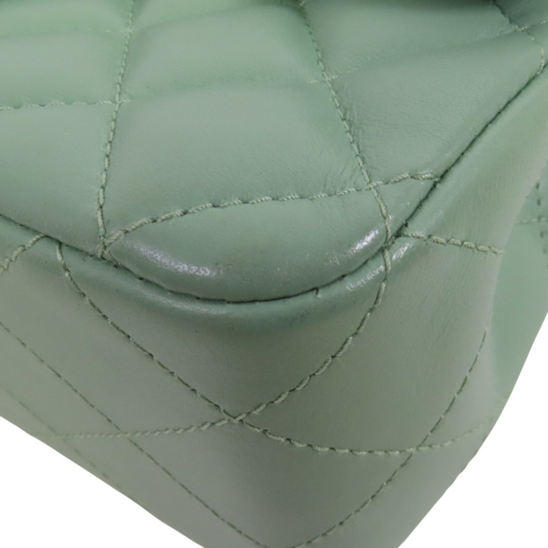 CHANEL 羊皮皮革Mini Classic 20金扣鏈帶肩背袋-11