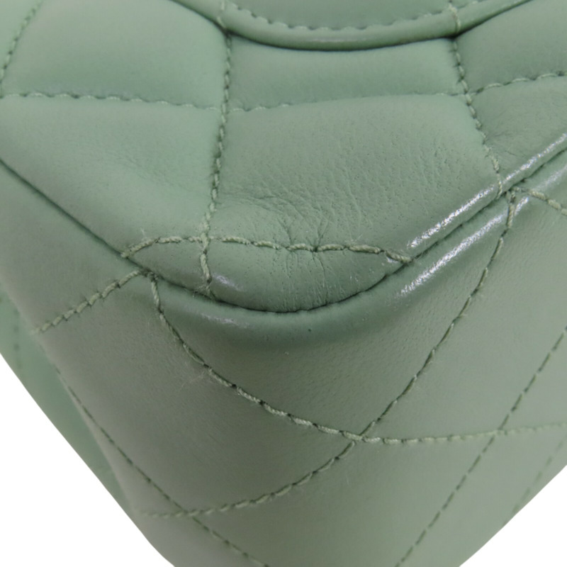 CHANEL 羊皮皮革Mini Classic 20金扣鏈帶肩背袋-12