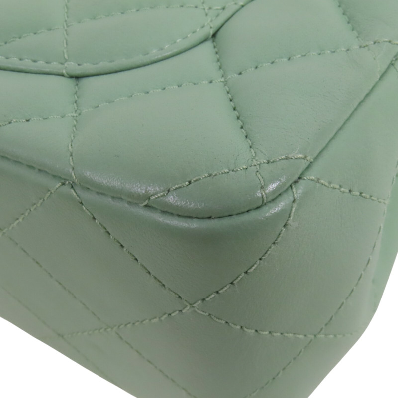 CHANEL 羊皮皮革Mini Classic 20金扣鏈帶肩背袋-13