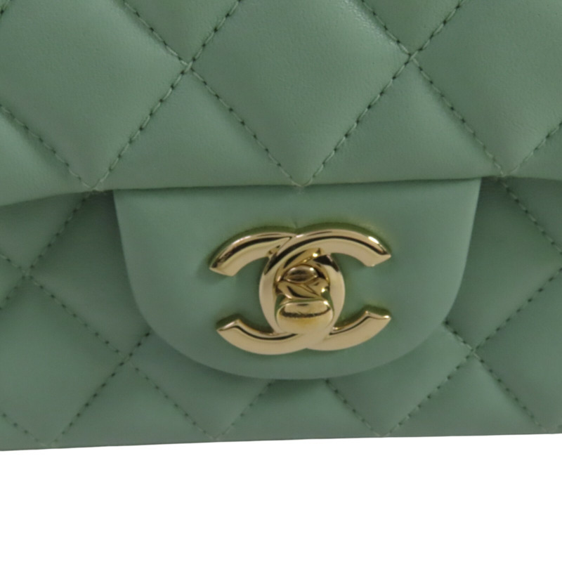 CHANEL 羊皮皮革Mini Classic 20金扣鏈帶肩背袋-14