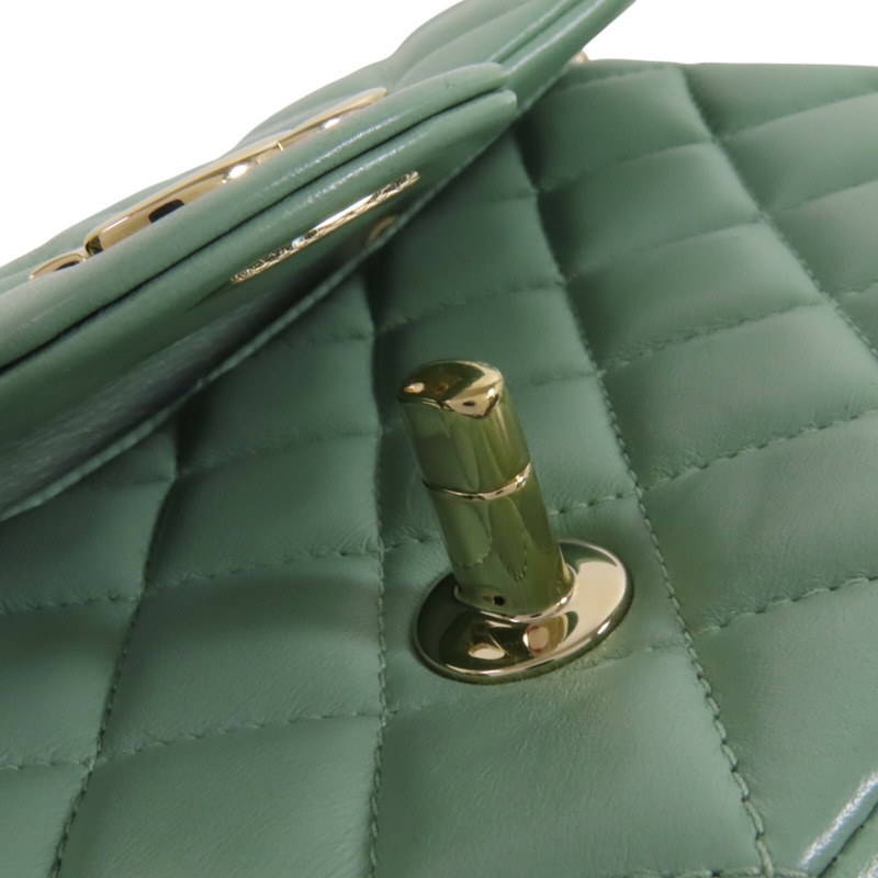 CHANEL 羊皮皮革Mini Classic 20金扣鏈帶肩背袋-15