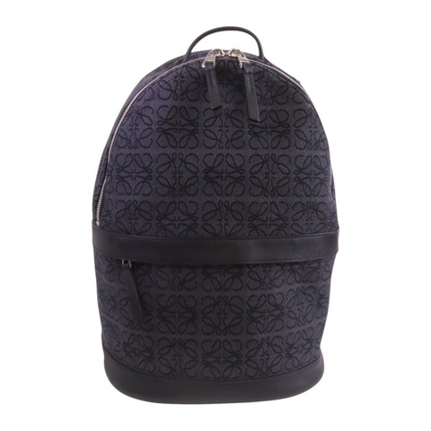 LOEWE 帆布/牛皮皮革Backpack銀扣背包