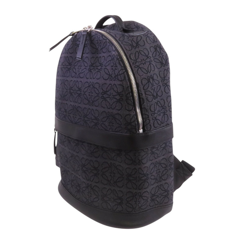 LOEWE 帆布/牛皮皮革Backpack銀扣背包-2