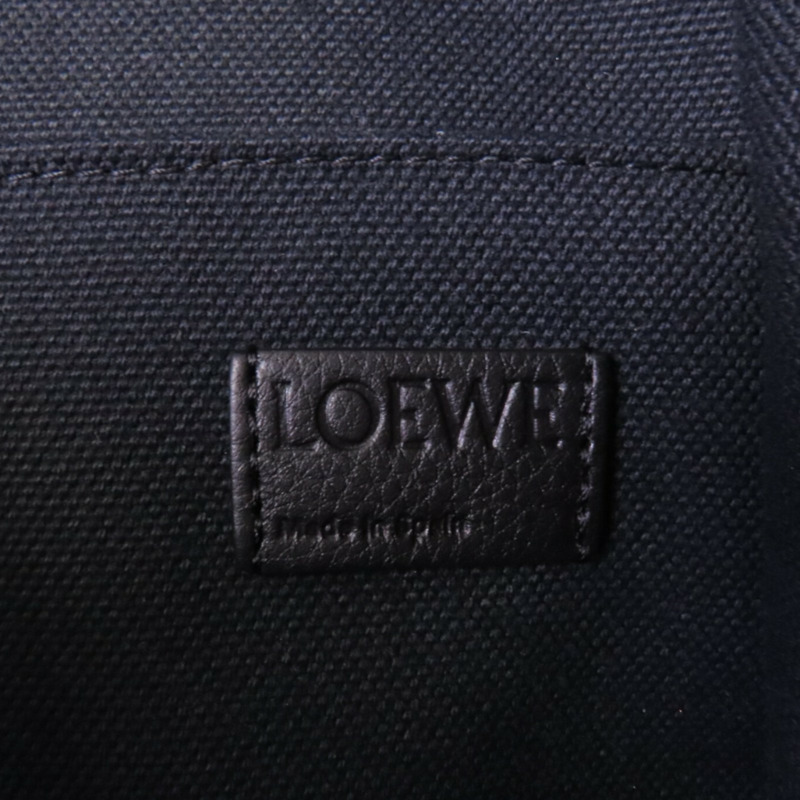 LOEWE 帆布/牛皮皮革Backpack銀扣背包-6