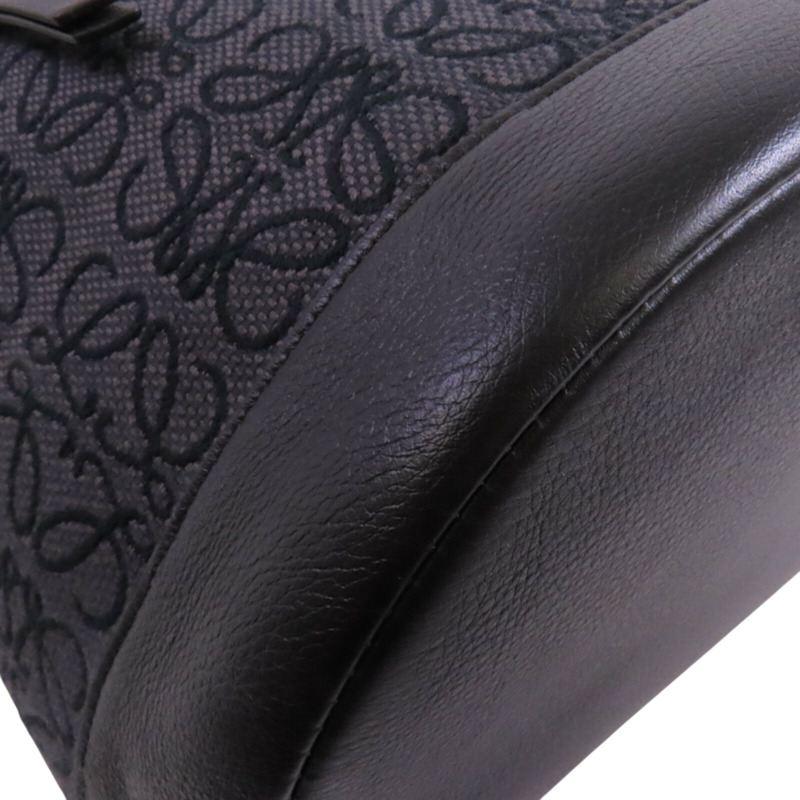 LOEWE 帆布/牛皮皮革Backpack銀扣背包-10