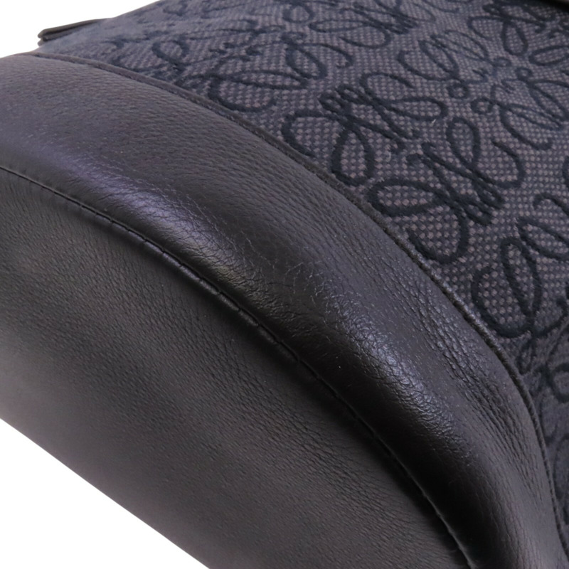 LOEWE 帆布/牛皮皮革Backpack銀扣背包-11