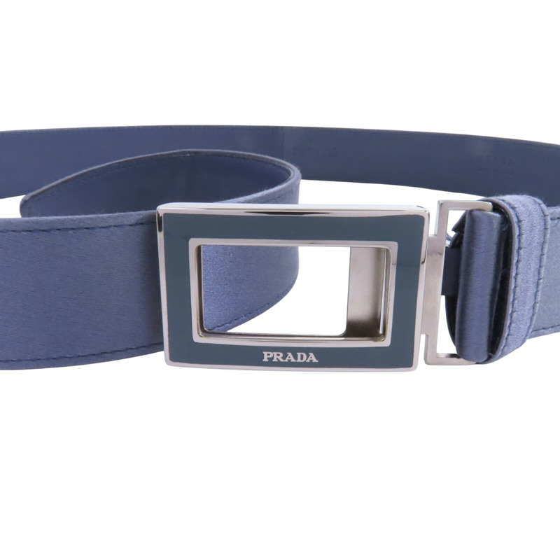PRADA 緞質Lady Belt 銀扣皮帶-2