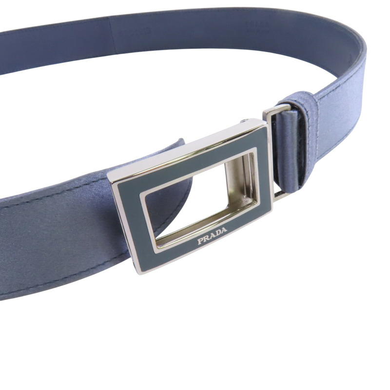 PRADA 緞質Lady Belt 銀扣皮帶-3