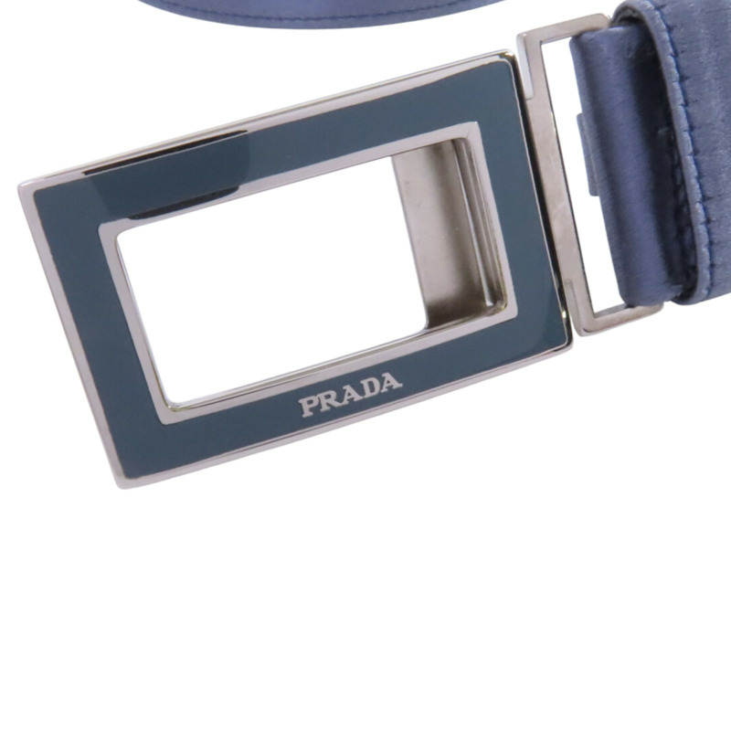 PRADA 緞質Lady Belt 銀扣皮帶-4