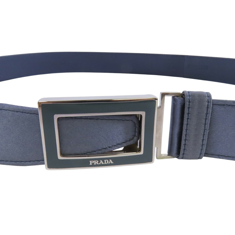 PRADA 緞質Lady Belt 銀扣皮帶-8