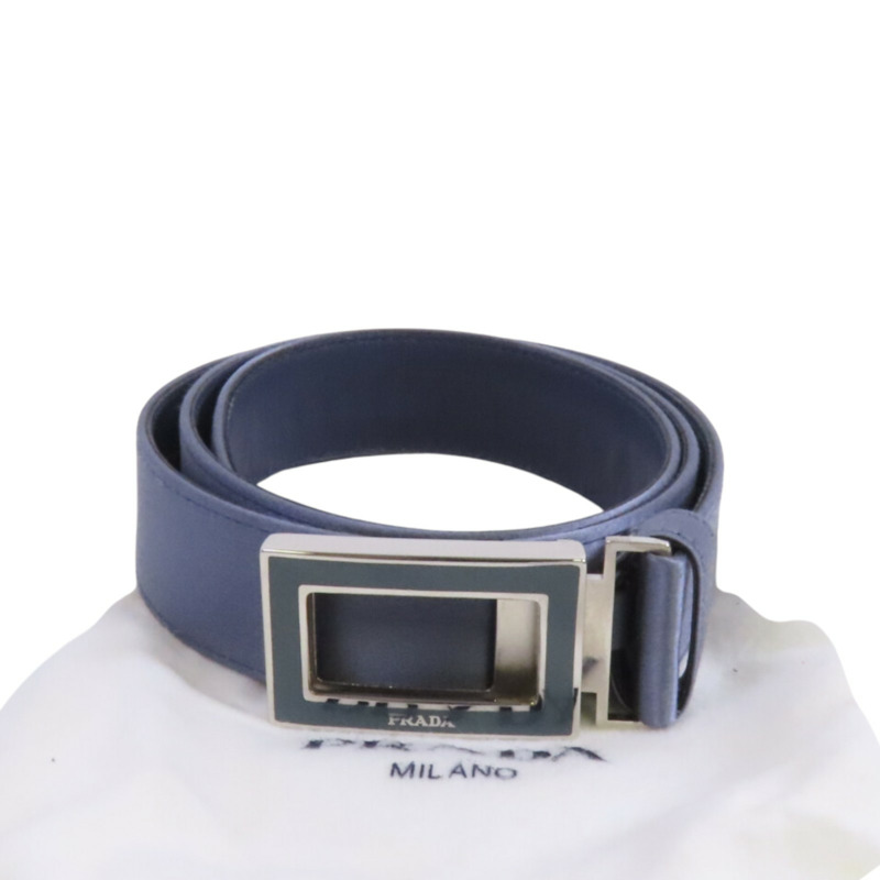 PRADA 緞質Lady Belt 銀扣皮帶-9