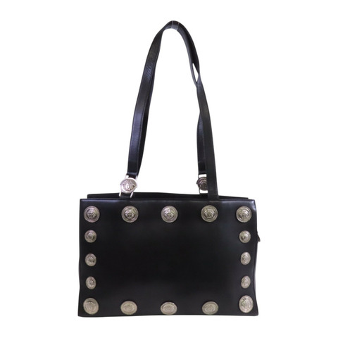 VERSACE 牛皮皮革Shoulder Bag銀扣肩背袋
