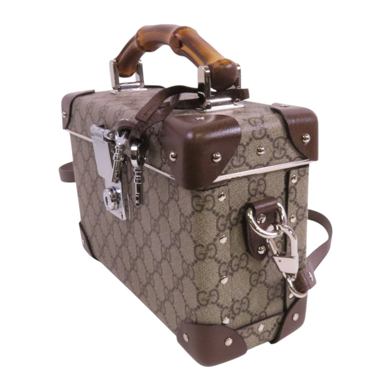 GUCCI 塗層帆布GG Beauty Case銀扣手挽肩背兩用袋-2