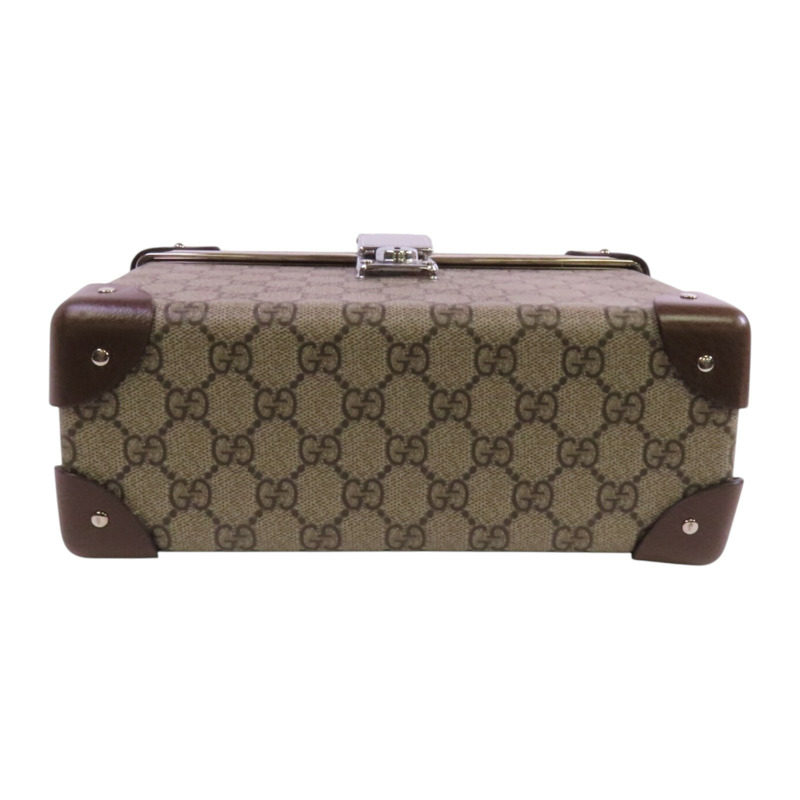 GUCCI 塗層帆布GG Beauty Case銀扣手挽肩背兩用袋-3
