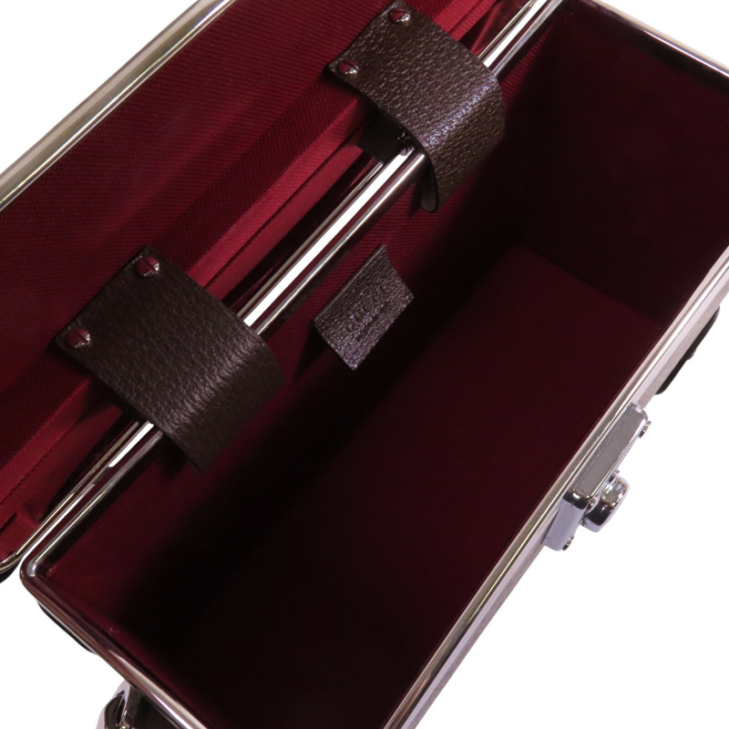 GUCCI 塗層帆布GG Beauty Case銀扣手挽肩背兩用袋-4