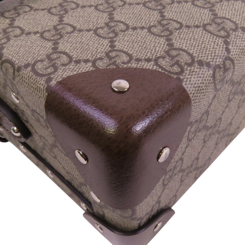 GUCCI 塗層帆布GG Beauty Case銀扣手挽肩背兩用袋-12