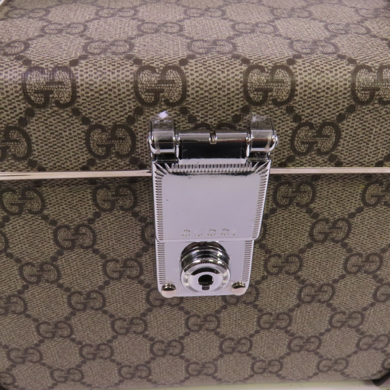 GUCCI 塗層帆布GG Beauty Case銀扣手挽肩背兩用袋-14