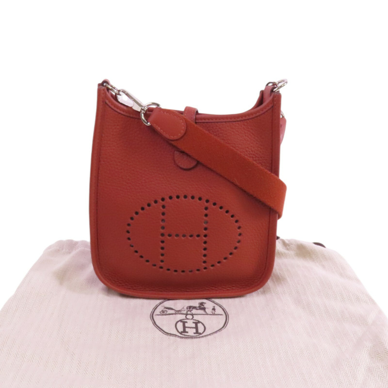 HERMES Clemence皮革Evelyne TPM銀扣肩背袋-9
