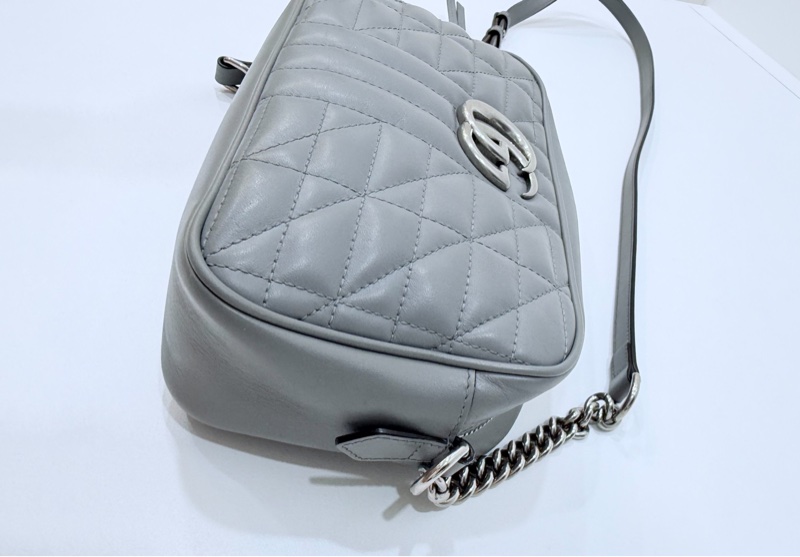 GUCCI GG Marmont 馬蒙 幾何 灰色 相機包 斜背包 肩背包 側背包 鍊條包-10