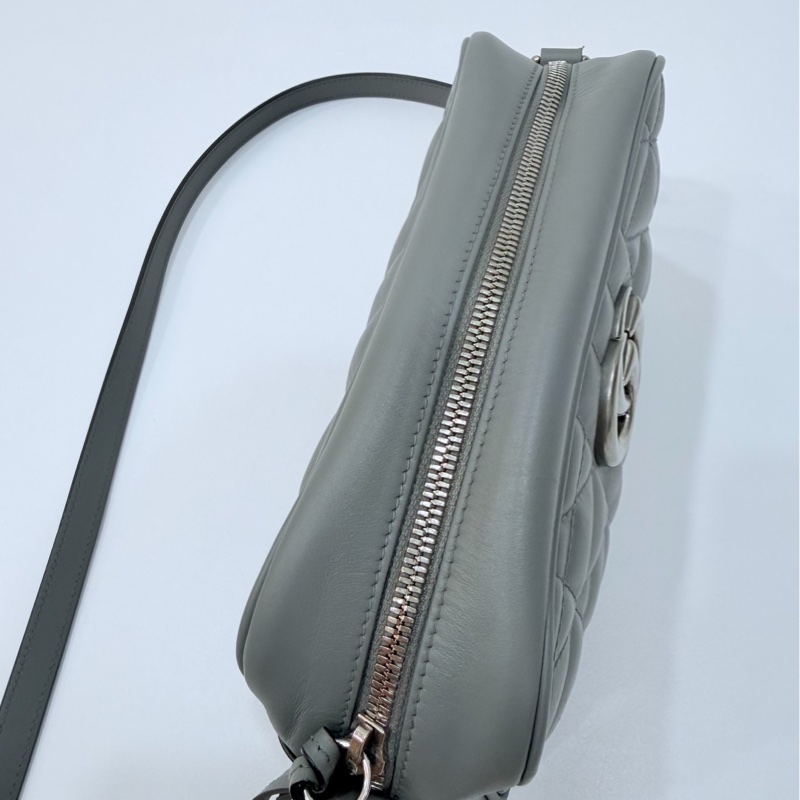 GUCCI GG Marmont 馬蒙 幾何 灰色 相機包 斜背包 肩背包 側背包 鍊條包-15