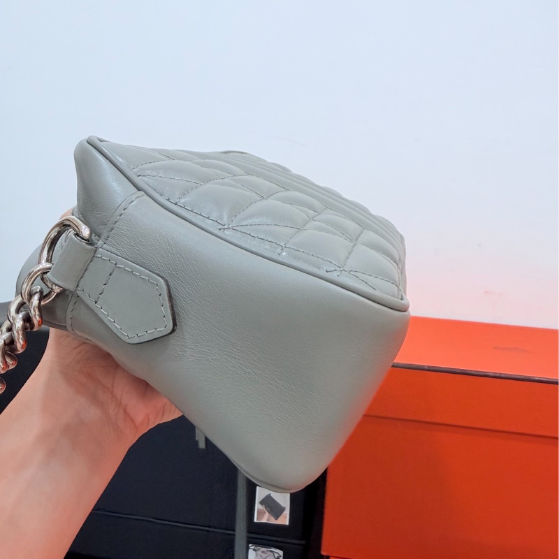 GUCCI GG Marmont 馬蒙 幾何 灰色 相機包 斜背包 肩背包 側背包 鍊條包-17