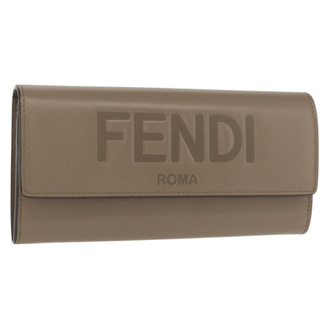 FENDI 長版皮夾 皮革 米色 金色 正品 148475
