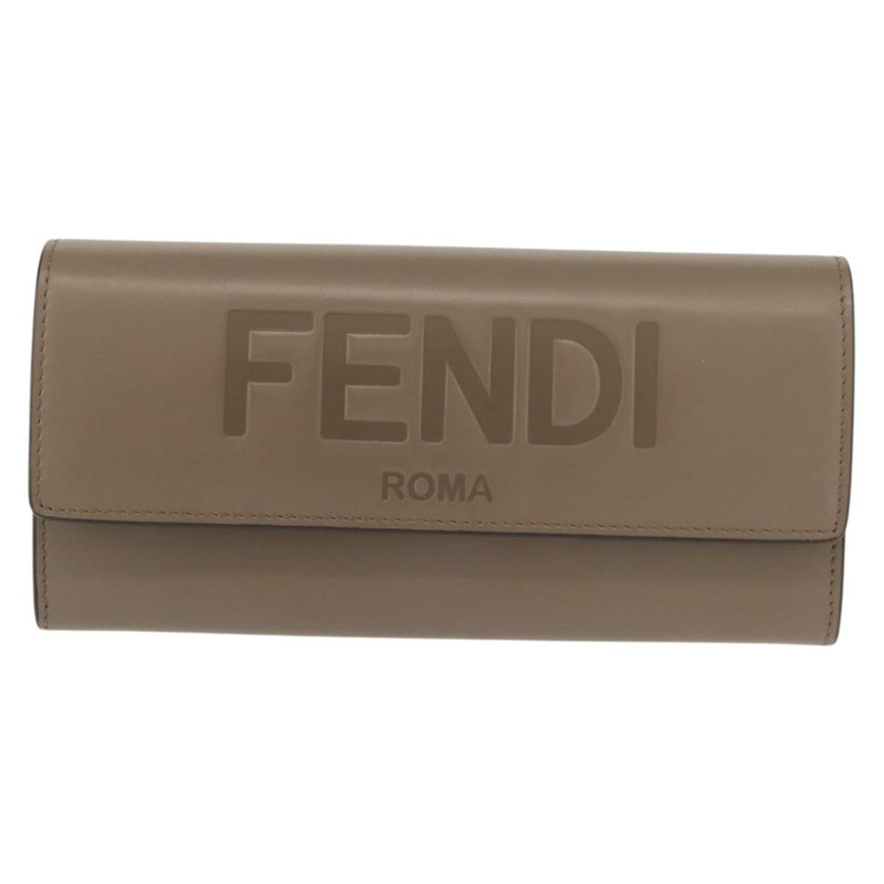 【日本直送】FENDI 長版皮夾 皮革 米色 金色 正品 148475-1