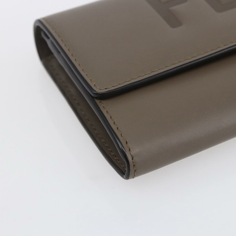 【日本直送】FENDI 長版皮夾 皮革 米色 金色 正品 148475-7