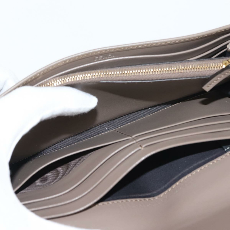 【日本直送】FENDI 長版皮夾 皮革 米色 金色 正品 148475-15