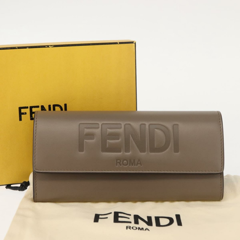 【日本直送】FENDI 長版皮夾 皮革 米色 金色 正品 148475-20