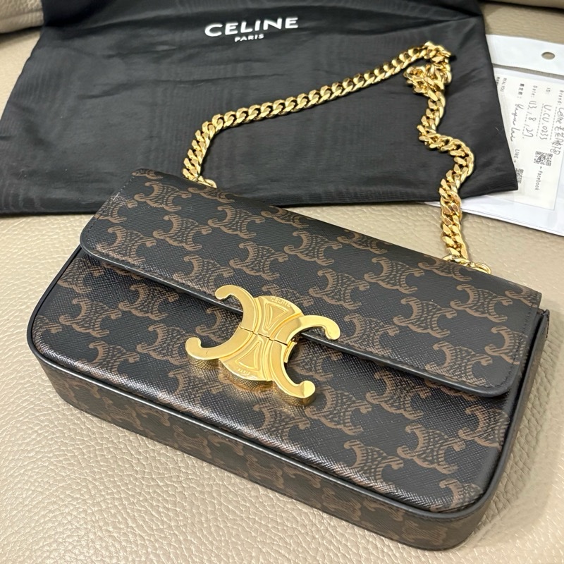 ✨CELINE - claude老花腋下包 鏈條包 凱旋門-19