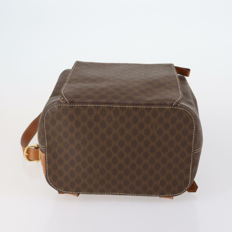 【日本直送】CELINE Macadam帆布雙肩包 PVC皮革 棕色 金色 正品 ep11505-4