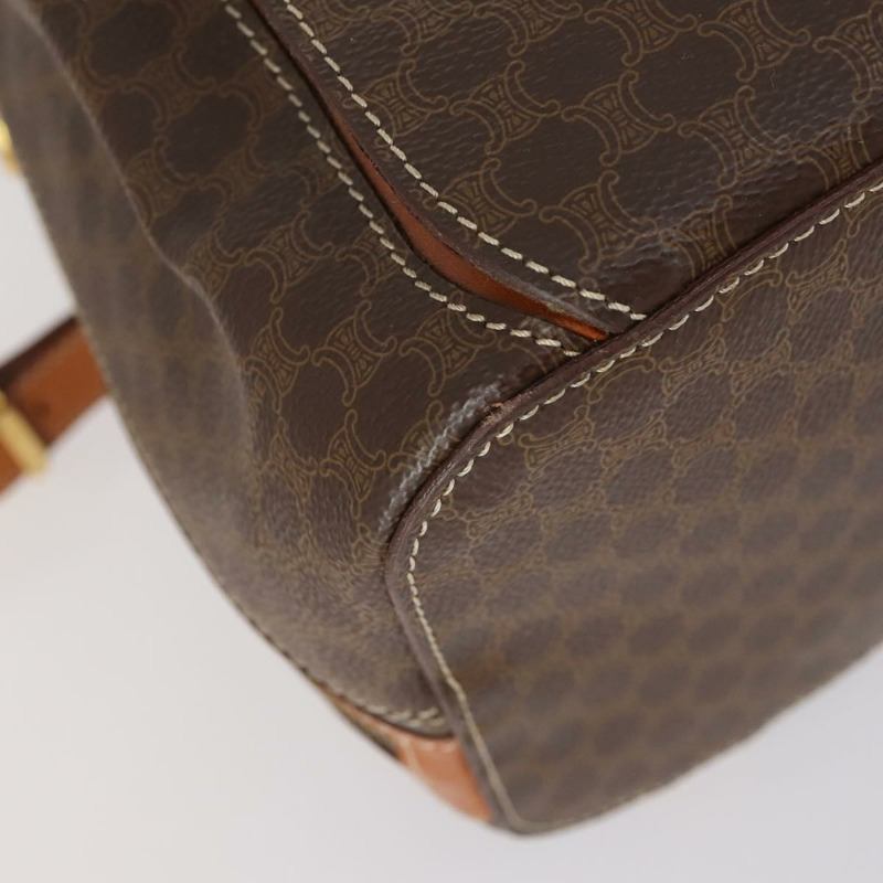 【日本直送】CELINE Macadam帆布雙肩包 PVC皮革 棕色 金色 正品 ep11505-16