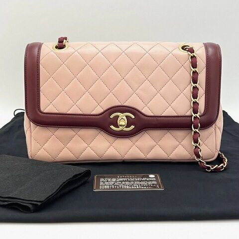 CHANEL 拼色CF季節款肩背斜背鏈條包 26*17*7 98新配件塵袋保卡