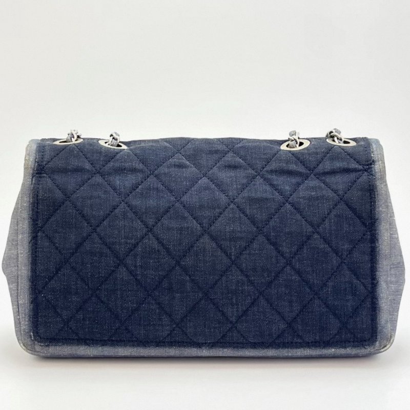 CHANEL 丹寧牛仔 CF大mini肩背斜背鏈條包 25*16*6 98新配件保卡塵袋-4