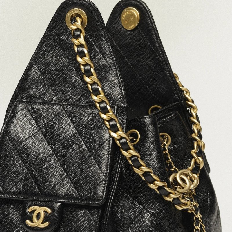 CHANEL黑色牛皮金釦 25bag-3