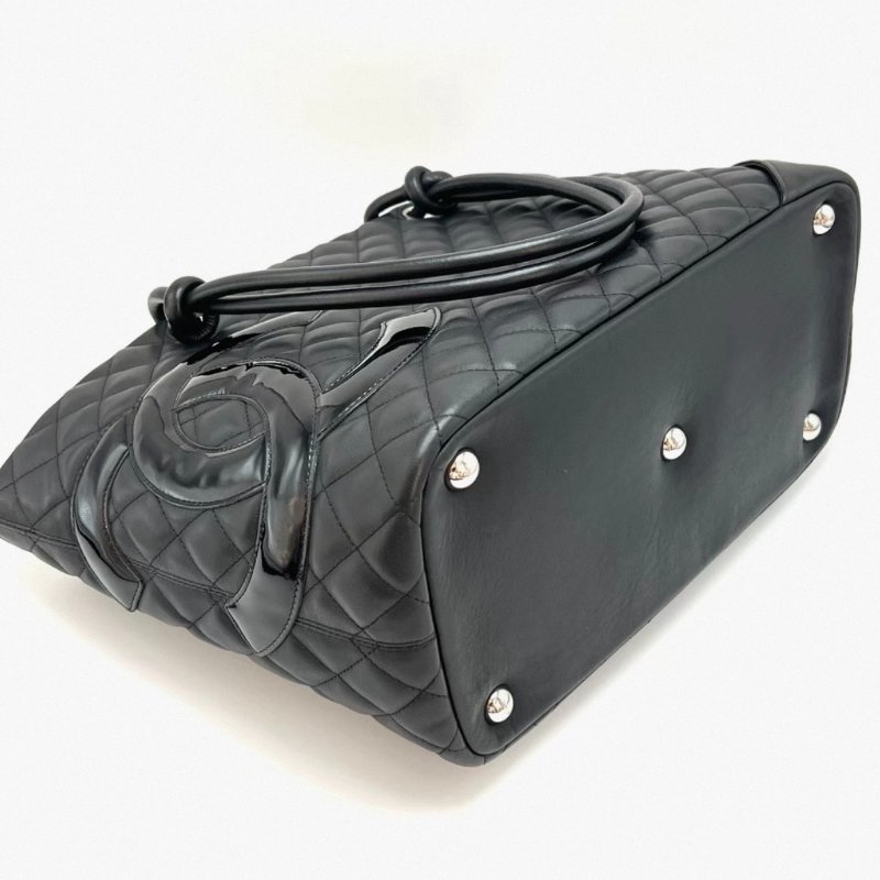 CHANEL 黑色康鵬手提托特包30*24*15 98新配件塵袋-1