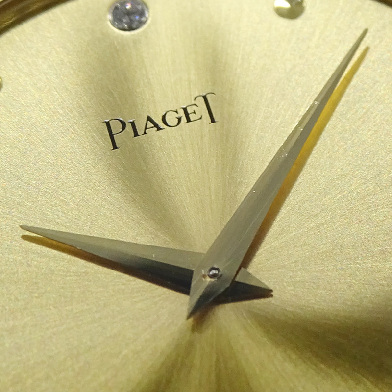 伯爵 Gubenaa 男士腕錶，4 顆鑽石，手動上鍊，750 黃金皮錶帶，90659，圓形，已翻新拋光-9