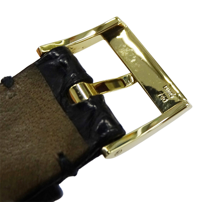 伯爵 Gubenaa 男士腕錶，4 顆鑽石，手動上鍊，750 黃金皮錶帶，90659，圓形，已翻新拋光-13