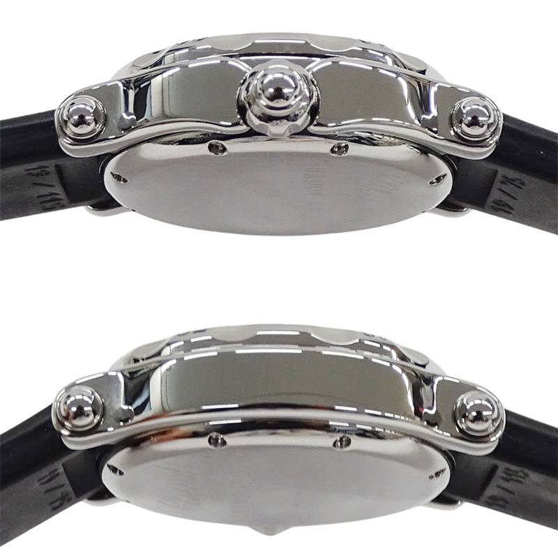 蕭邦 Happy Sport Fish 男士腕錶,鑲鑽,日期顯示,石英機芯,QZ 不銹鋼錶殼,橡膠錶帶,型號 28/8347,銀/黑色,拋光-2