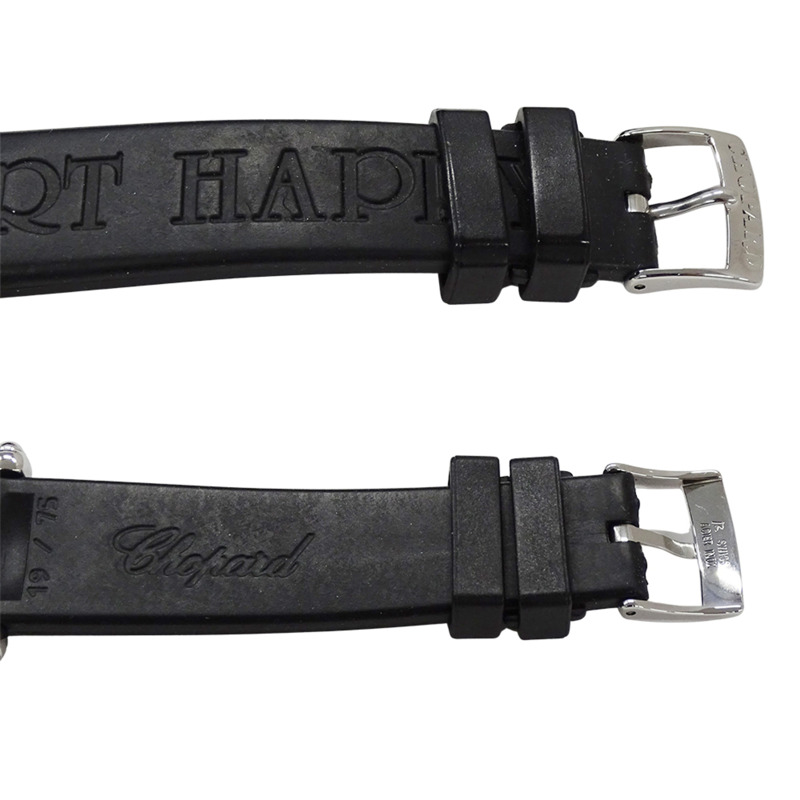 蕭邦 Happy Sport Fish 男士腕錶,鑲鑽,日期顯示,石英機芯,QZ 不銹鋼錶殼,橡膠錶帶,型號 28/8347,銀/黑色,拋光-3