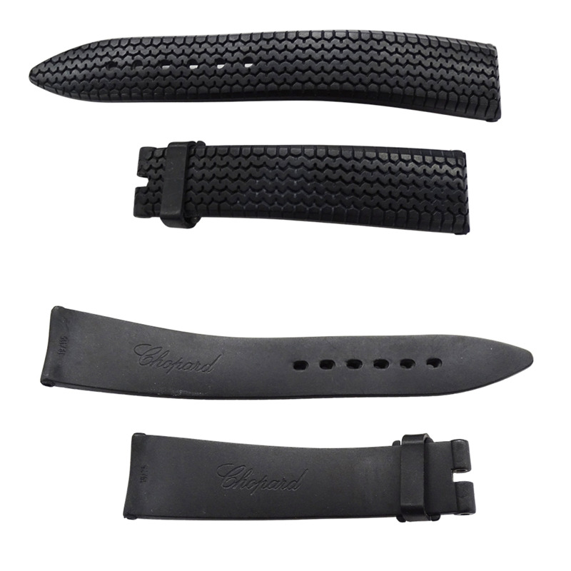 蕭邦 Happy Sport Fish 男士腕錶,鑲鑽,日期顯示,石英機芯,QZ 不銹鋼錶殼,橡膠錶帶,型號 28/8347,銀/黑色,拋光-6