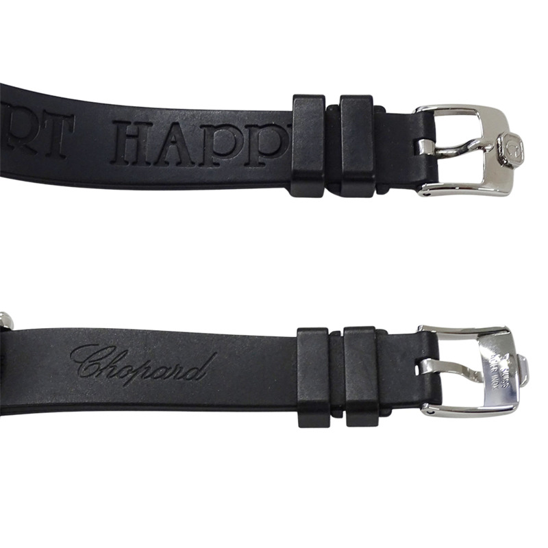 蕭邦 Happy Sport Fish 女士鑽石石英腕錶，不鏽鋼錶殼，橡膠錶帶，銀色/黑色，拋光，27/8923-3