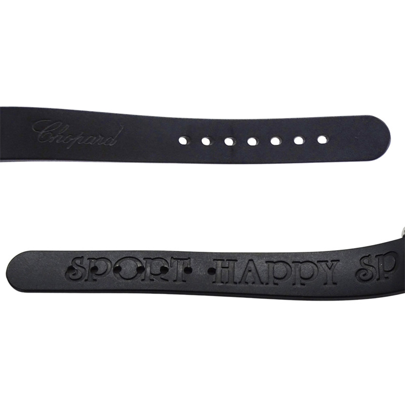 蕭邦 Happy Sport Fish 女士鑽石石英腕錶，不鏽鋼錶殼，橡膠錶帶，銀色/黑色，拋光，27/8923-4