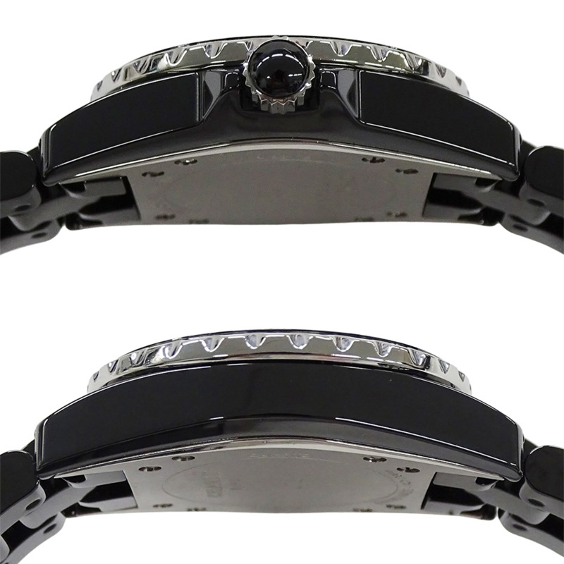 香奈兒女士腕錶，J12，12鑽，日期顯示，石英機芯，QZ，不鏽鋼錶殼，黑色陶瓷錶殼，H1625，拋光-2