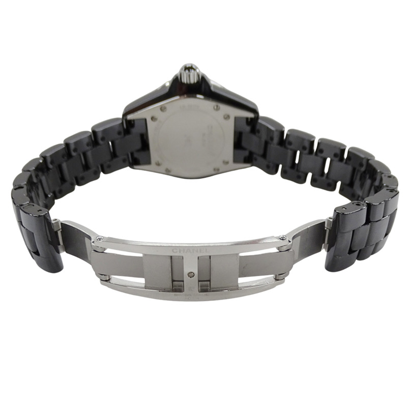 香奈兒女士腕錶，J12，12鑽，日期顯示，石英機芯，QZ，不鏽鋼錶殼，黑色陶瓷錶殼，H1625，拋光-3