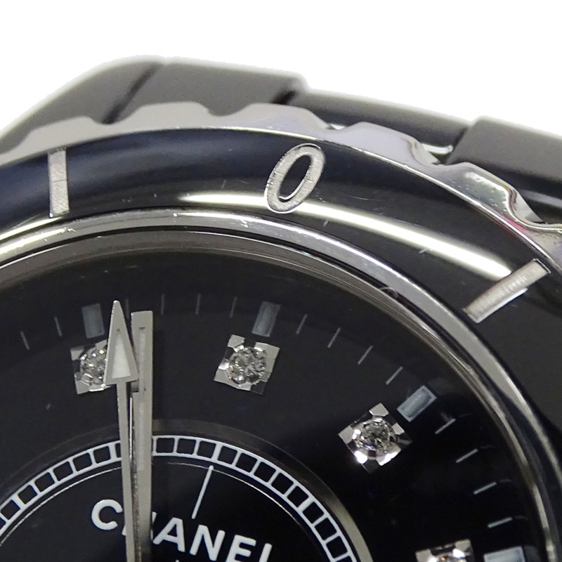 香奈兒女士腕錶，J12，12鑽，日期顯示，石英機芯，QZ，不鏽鋼錶殼，黑色陶瓷錶殼，H1625，拋光-7