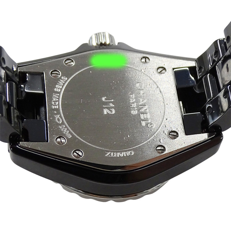 香奈兒女士腕錶，J12，12鑽，日期顯示，石英機芯，QZ，不鏽鋼錶殼，黑色陶瓷錶殼，H1625，拋光-8