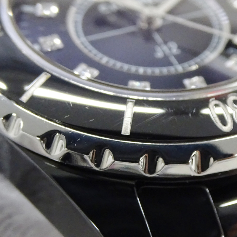 香奈兒女士腕錶，J12，12鑽，日期顯示，石英機芯，QZ，不鏽鋼錶殼，黑色陶瓷錶殼，H1625，拋光-9