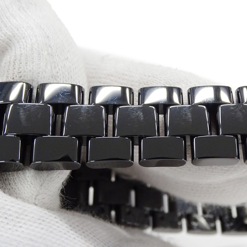 香奈兒女士腕錶，J12，12鑽，日期顯示，石英機芯，QZ，不鏽鋼錶殼，黑色陶瓷錶殼，H1625，拋光-10